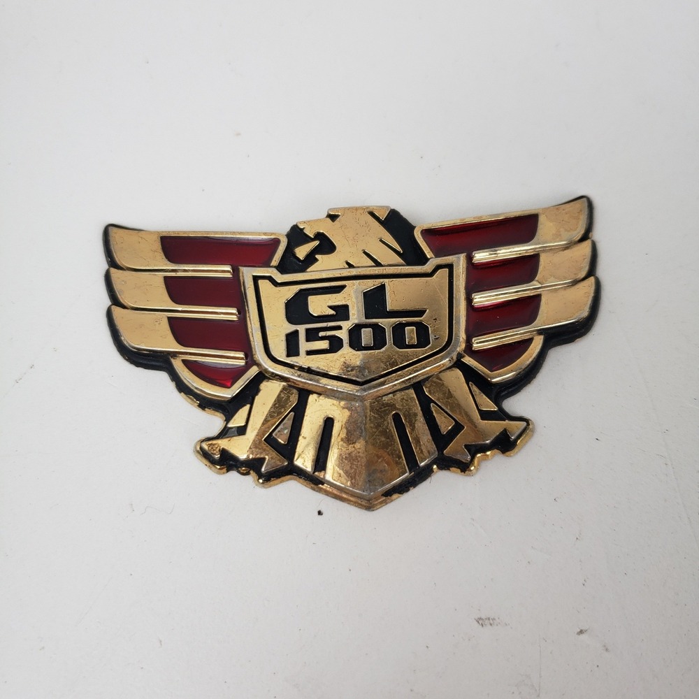 Vintage Honda Goldwing GL 1500 Eagle Emblem Badge Gold Tone Red Enamel